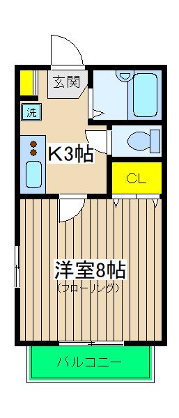 ルセアンチェリーヒル(1K/1階)の間取り写真