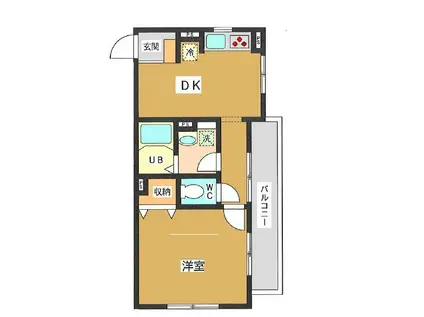 パルコンアーバン梅里(1DK/2階)の間取り写真