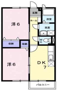 エーデルハイムG(2DK/2階)の間取り写真