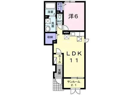 カーサ・セレーノII(1LDK/1階)の間取り写真