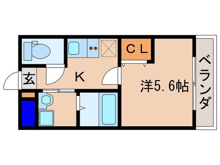 シャルールくちど(1K/2階)の間取り写真