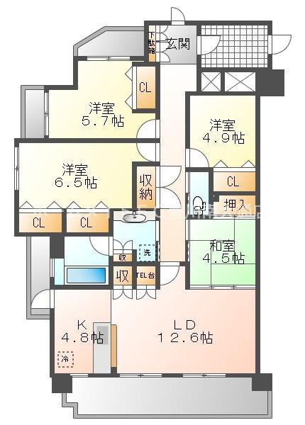 リベラマークス錦町(4LDK/2階)の間取り写真