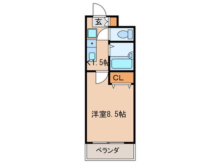 サンハイツ城西(ワンルーム/2階)の間取り写真