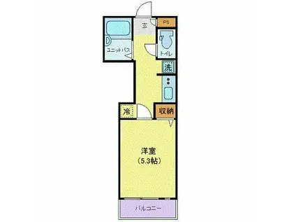 マリオン駒場(1K/3階)の間取り写真