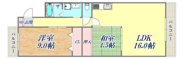メゾンローズ塚口(2LDK/2階)の間取り写真