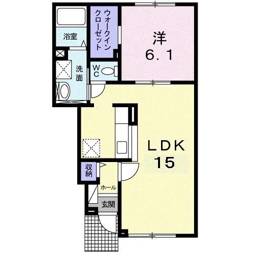 リリーベルI(1LDK/1階)の間取り写真