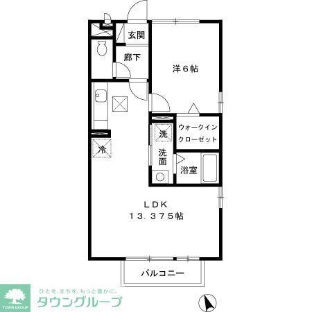 アルビオン(1LDK/1階)の間取り写真