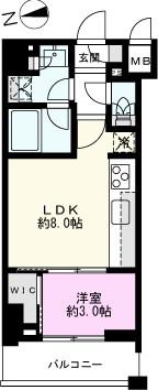 クレストコート北千住レジデンス(1LDK/9階)の間取り写真
