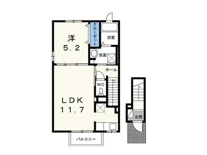 ブルーローズ(1LDK/2階)の間取り写真