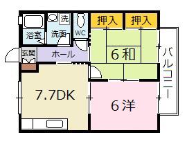 パール大志茂(2DK/2階)の間取り写真