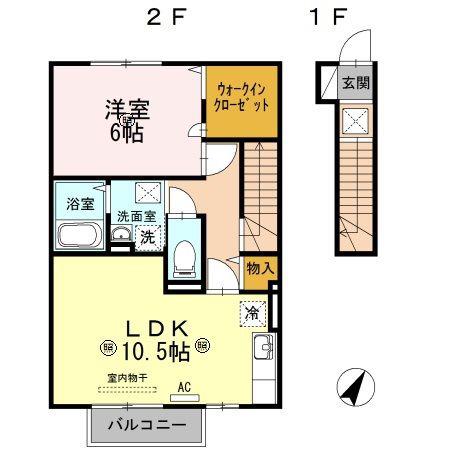 シャルマン(1LDK/2階)の間取り写真