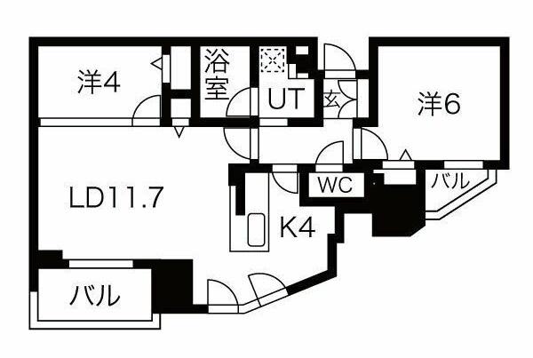 ブランズ新札幌(2LDK/11階)の間取り写真