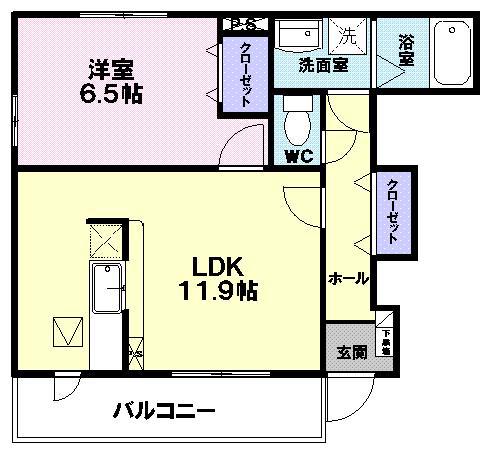 メゾン・ボヌール(1LDK/1階)の間取り写真