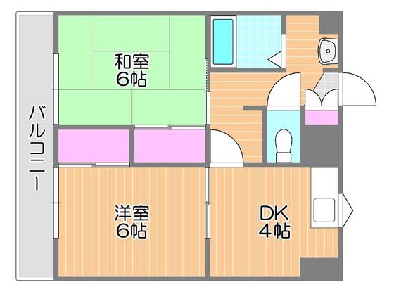 JP岡山医大東(2DK/1階)の間取り写真
