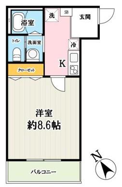 キャメル大宮西(1K/2階)の間取り写真