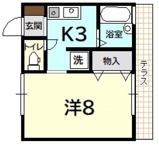 メゾン道方(1K/1階)の間取り写真