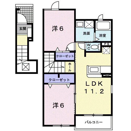 ショコラIII(2LDK/2階)の間取り写真