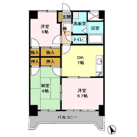 シャトルコトブキ3(3DK/3階)の間取り写真