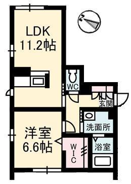 ベレオ海岸通(1LDK/1階)の間取り写真