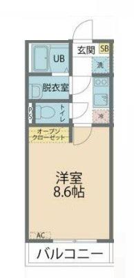カインドネス相模大野II(1K/3階)の間取り写真