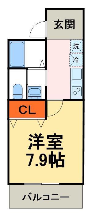 コモド新松戸(1K/2階)の間取り写真