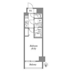 GENOVIA南千住IIISKYGARDEN(1K/8階)の間取り写真