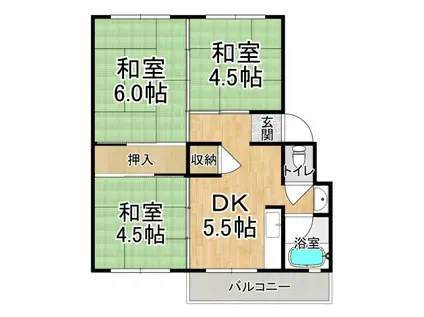 伊川谷マンション(3DK/5階)の間取り写真