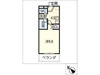 ミキスクェア高岡(1K/1階)の間取り写真