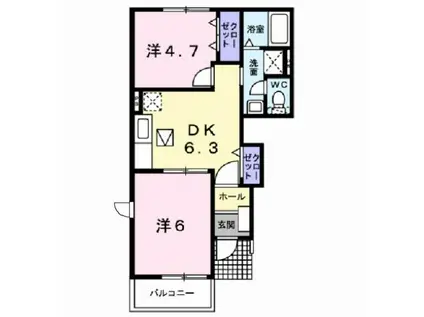 グリーンガーデンI(2DK/1階)の間取り写真