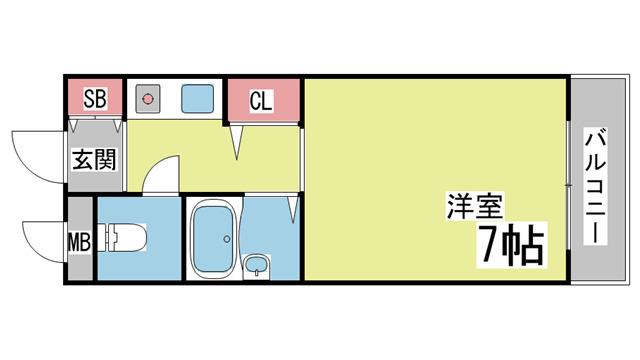 サンビルダー六甲山ノ手(1K/2階)の間取り写真