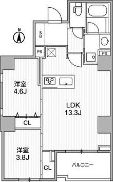LIGHTHOUSE西新宿(2LDK/2階)の間取り写真
