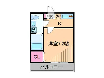 モダンアパートメント日吉ヴィラ(1K/1階)の間取り写真