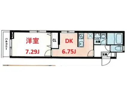 スマートVILLA多摩川(1DK/3階)の間取り写真