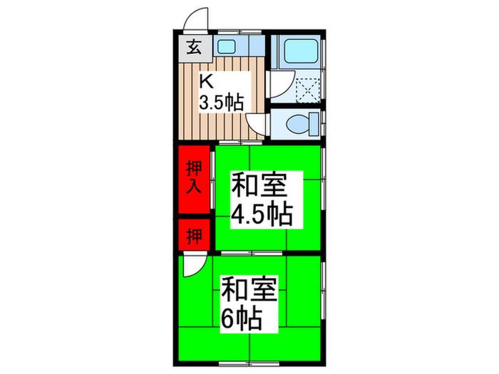 森田荘(2K/1階)の間取り写真