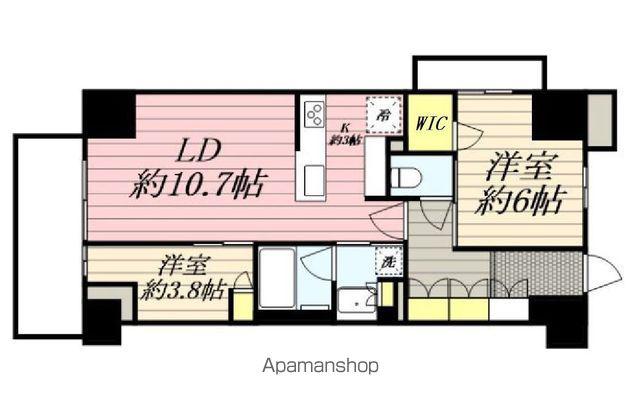 オープンレジデンシア上野入谷(2LDK/12階)の間取り写真