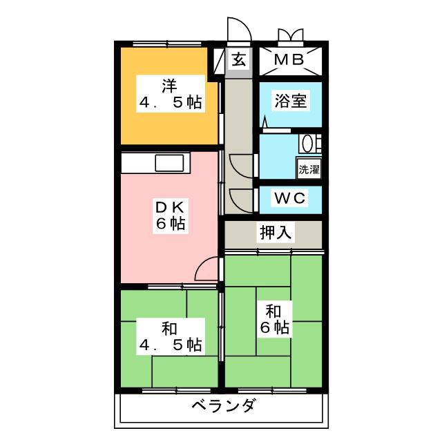 サンハイツスター(3DK/2階)の間取り写真