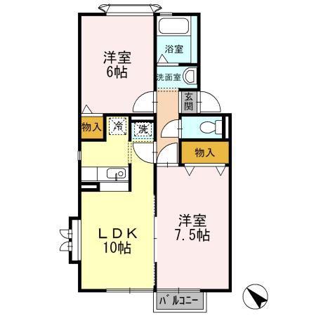 プレシードKII(2LDK/2階)の間取り写真