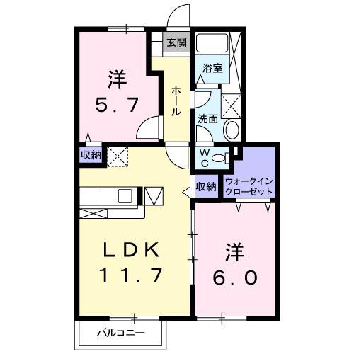 フォンターナ・カーサ(2LDK/1階)の間取り写真