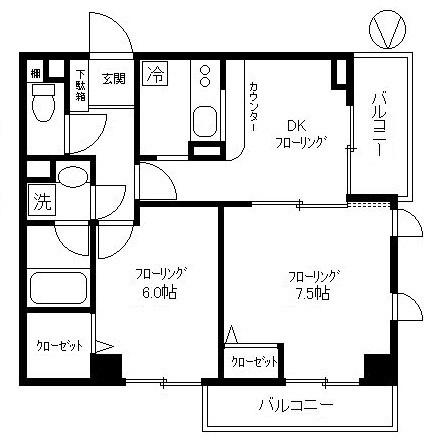 メゾンウイステリアII(2DK/3階)の間取り写真