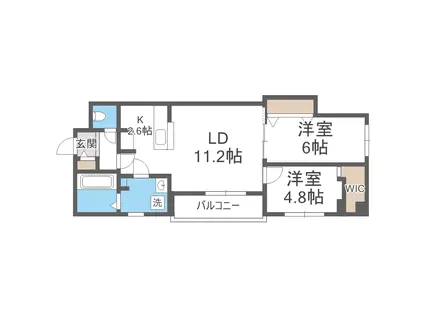 LUCE SOLARE発 ルチェ ソラーレハッサム(2LDK/2階)の間取り写真