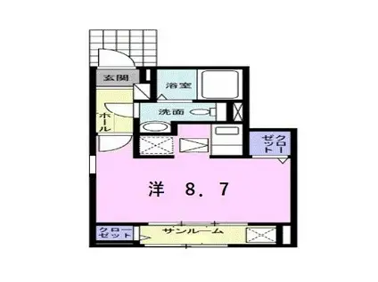 アグレアーブル アン(ワンルーム/1階)の間取り写真