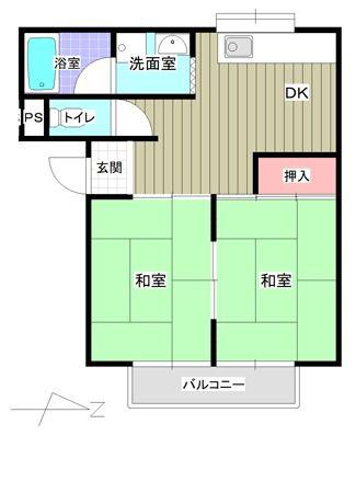 ハイツ厚成(2DK/2階)の間取り写真