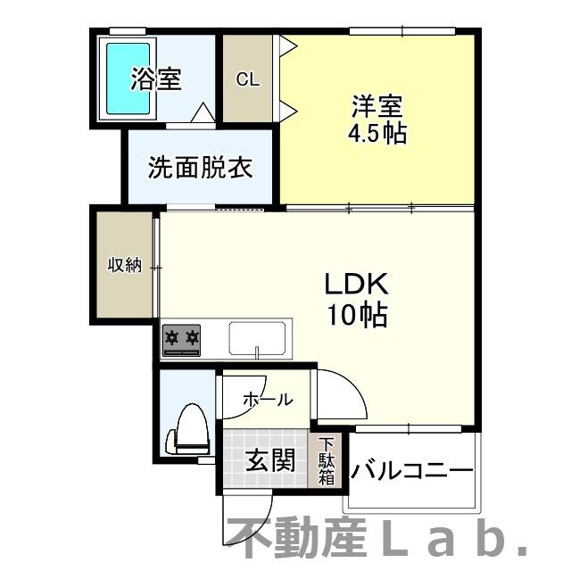 シャルールB(1LDK/1階)の間取り写真