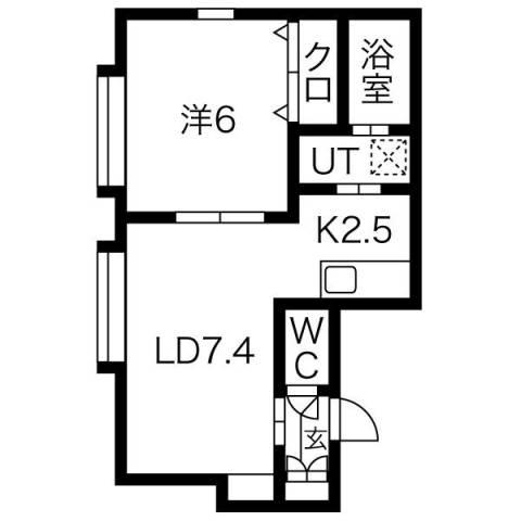 エクシード幌平橋(1LDK/2階)の間取り写真