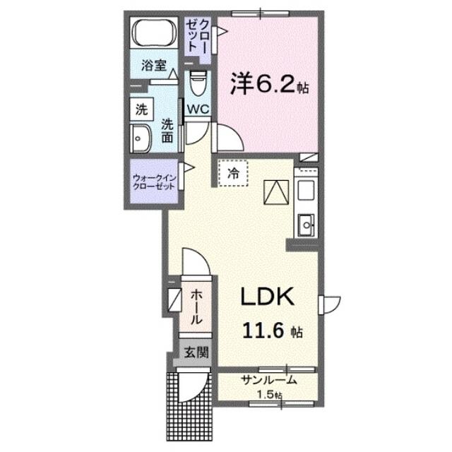 ヴィラ カルディア(1LDK/1階)の間取り写真