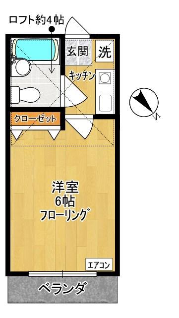 ペアハイムIII(1K/2階)の間取り写真