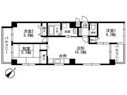 プレジール滝野川(3LDK/6階)の間取り写真