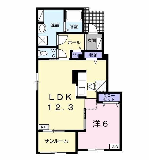 ブロフーモ(1LDK/1階)の間取り写真