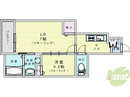BLANCOSTA SQUARE(1LDK/1階)の間取り写真