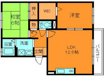 ロイヤルガーデン上牧(2LDK/1階)の間取り写真